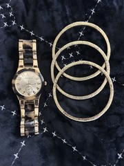 Silpada Tortoise Watch and Silpada 3 Brass Bangle Bracelets – Never Worn