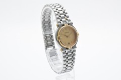 GUCCI 9000L Quartz Women’s Watch Gold Dial Two Tone Stainless Bracelet 25mm