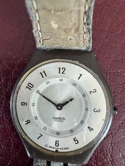 Vintage ultra THIN Skin Desert SWATCH AG 1997 watch, beige band, clear bezel