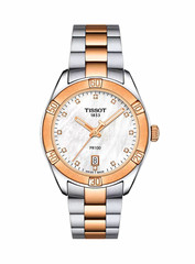 Tissot PR 100 SC Women’s Two-Tone MOP Dial Diamond Markers Quartz Date Watch