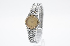 GUCCI 9000L Quartz Women’s Watch Gold Dial Two Tone Stainless Bracelet 25mm