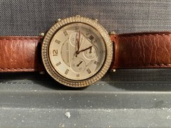 Michael Kors MK-2249 Chronograph Date Quartz Gold Brown Leather Watch
