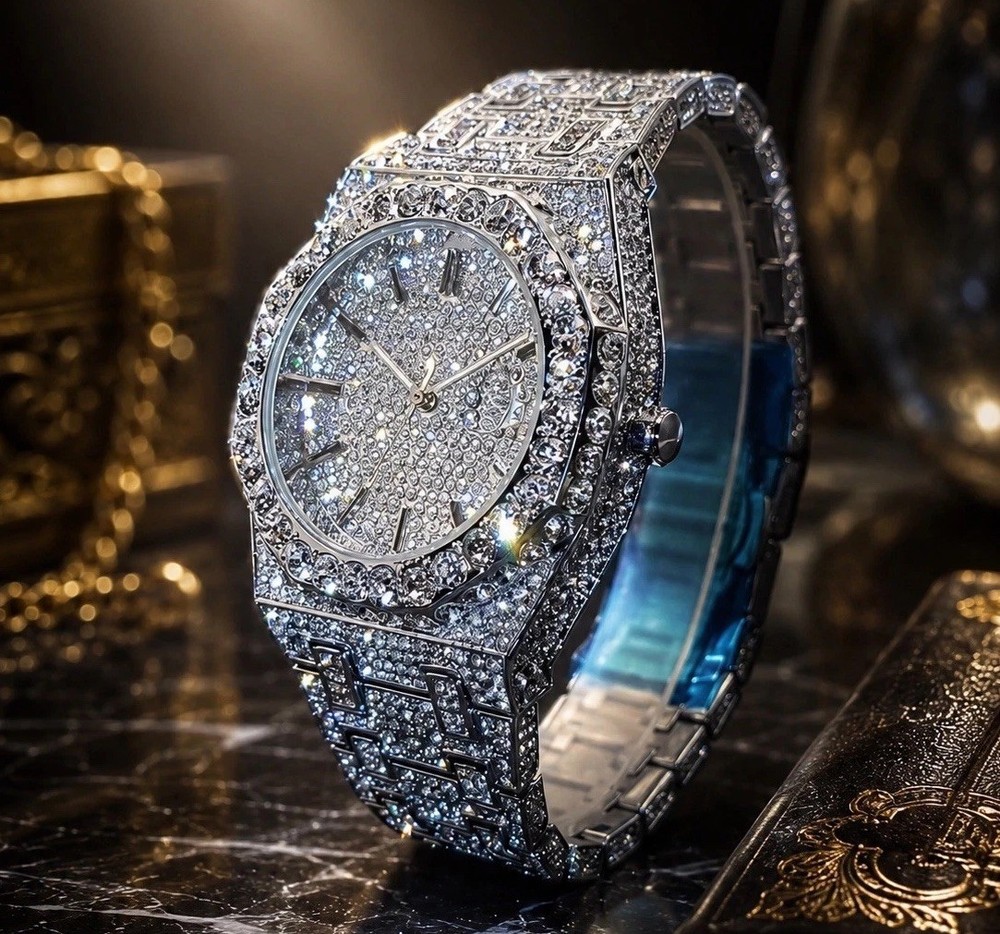 Mens Luxury Watch ICED OUT 🔥 DIAMOND/MOSANITE Simulated Diamond BLING 🇺🇸