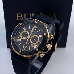 Bulova Marine Star 98B278 44mm Black Dial Men’s Chronograph Quartz Watch