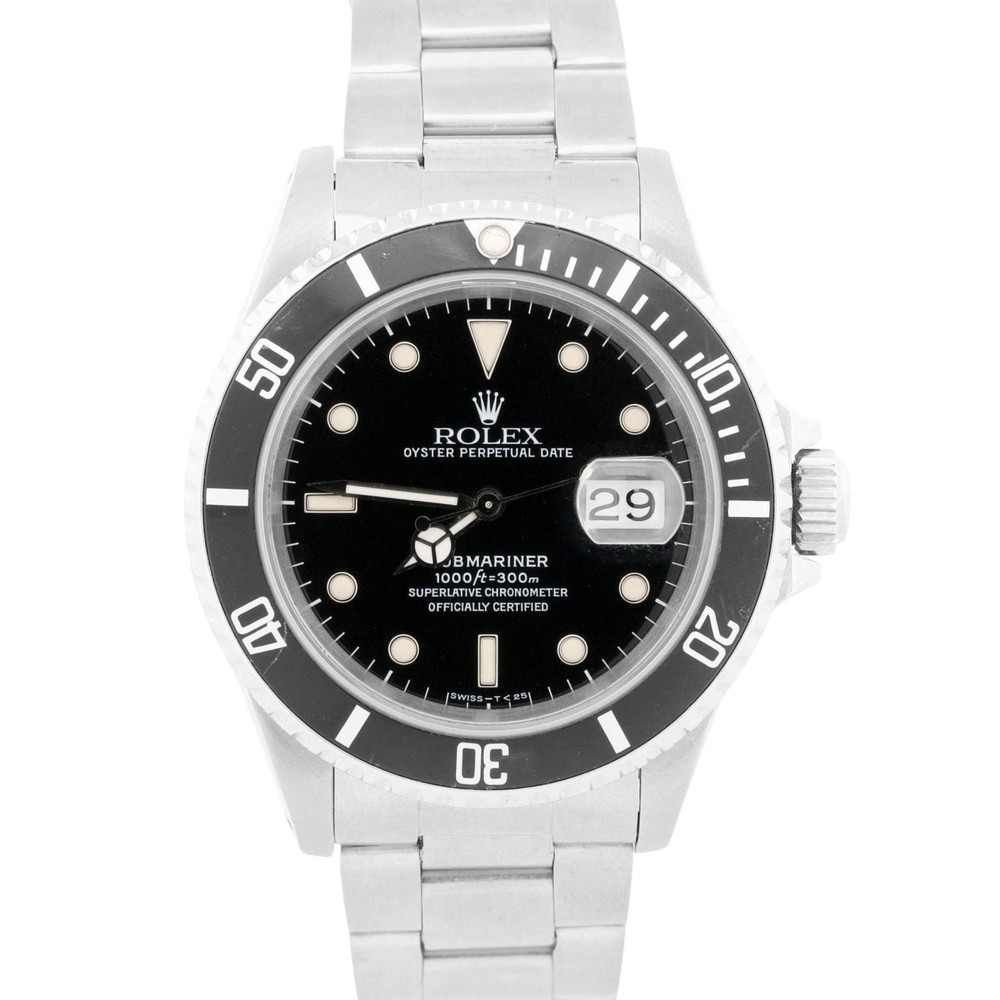 1991 Rolex Submariner Date PATINA BLACK Stainless Steel 40mm Oyster Watch 16610
