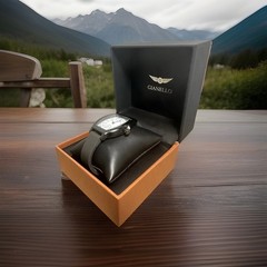 Gianello CS Tonneau Gunmetal Men’s Analog Wristwatch Black Leather Band Box