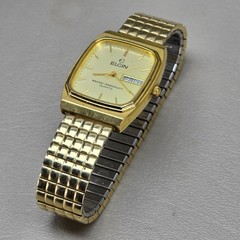 Elgin Mens Quartz Watch Day Date English Spanish FC 206 012 Stretch Band