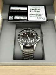 Hamilton Khaki Navy Scuba 41mm Automatic Black Dial SS Mesh Bracelet Box