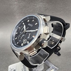 Hugo Boss Chronograph Watch Men 44mm Black Dial Steel Date Round 1513997