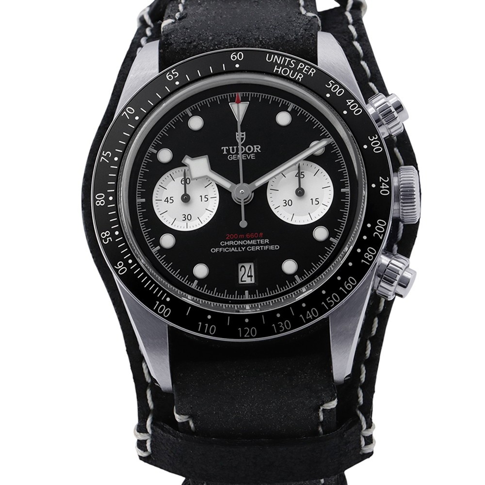 TUDOR Black Bay Chrono 41mm Stainless Steel/Leather Black Dial 79360N-0005
