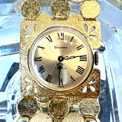Vendome 7 Jewels France Vintage Ladies Mechanical Watch Gold Tone Bracelet Runs