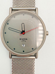 Boccia Titanium Gray Dial Men’s Watch Milanese Mesh Bracelet Date Quartz New Bat