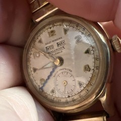 10K GF Hallmark Triple Calendar Date Vintage Bumper 1950s Swiss ALL WORKS WELL!!
