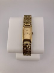 Vtg Seiko Ladies 13mm Watch Gold Tone Gold Tank Dial 5.75″ 2e20-7021 – RUNS