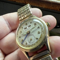 10K GF Hallmark Triple Calendar Date Vintage Bumper 1950s Swiss ALL WORKS WELL!!