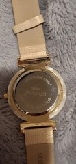 Chico’s 626 Women’s Quartz Analog Watch Gold Case Beige Leather Diamond Bezel