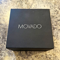 Movado Men’s 40mm Swiss Quartz Black Dial Sapphire, Leather Strap w/Box