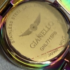 Gianello Metal Roman Numeral Mirror “Oilslick” Quartz Watch w/New Battery
