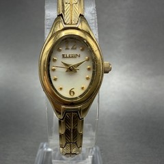 Elgin Watch Women 17mm MOP Dial Gold Tone Oval EG154 New Battery