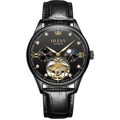 OLEVS 3601 Luminous Luxury Genuine Leather Strap Business Gents Automatic Watch