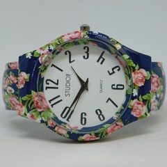 STUDIO Time STD3767T Flower Pattern Quartz Women’s Watch Sz. 6 1/4″ New Battery