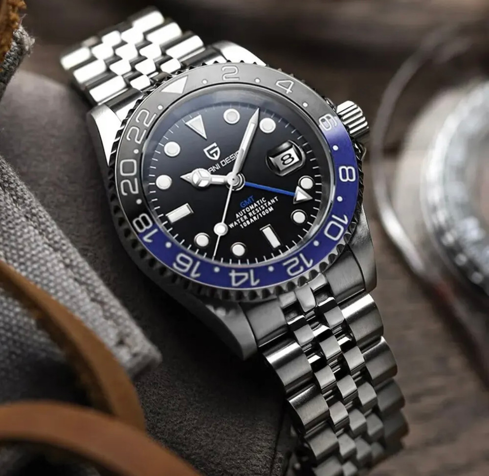 Pagani Design Luxury GMT Stainless Steel New Watch Sapphire WP Mechanical Blue