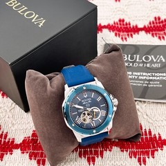 Bulova Marine Star 98A303 Automatic Blue Dial 45mm Blue Rubber Strap Men’s Watch