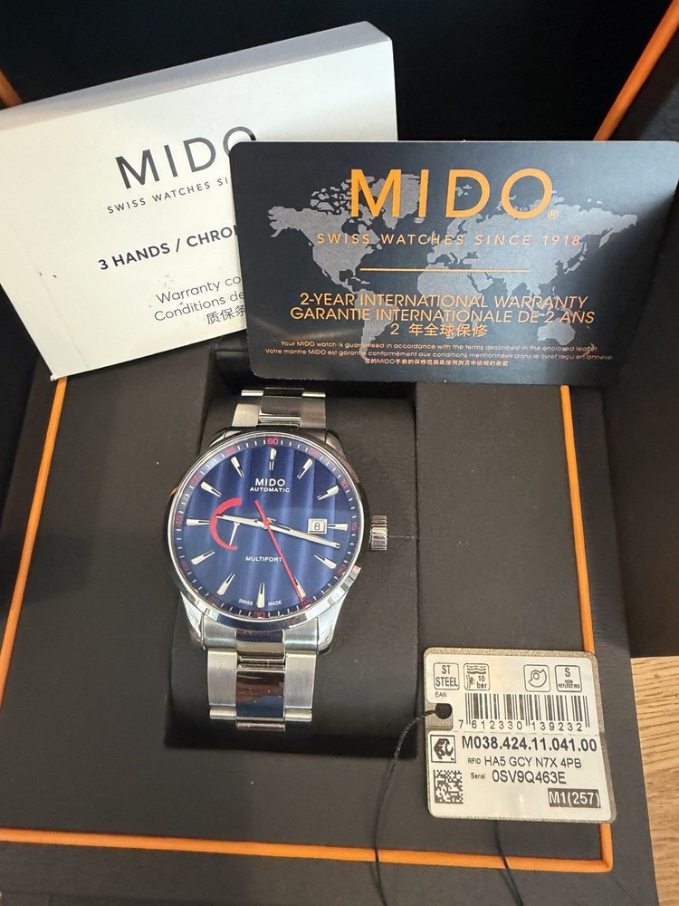 MIDO Multifort Automatic Blue Dial Ref. M038.424.11.041.00 Full Kit 42mm Watch