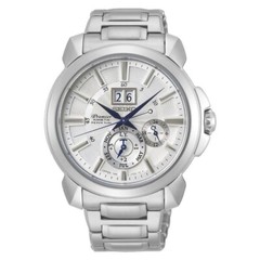 SEIKO PREMIER SNP159P1 Kinetic Perpetual Calendar Watch 7D56 Leap Silver Steel