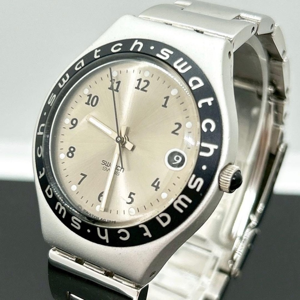 Swatch IRONY Watch Date Quartz Silver Working Excellent Condition Men’s