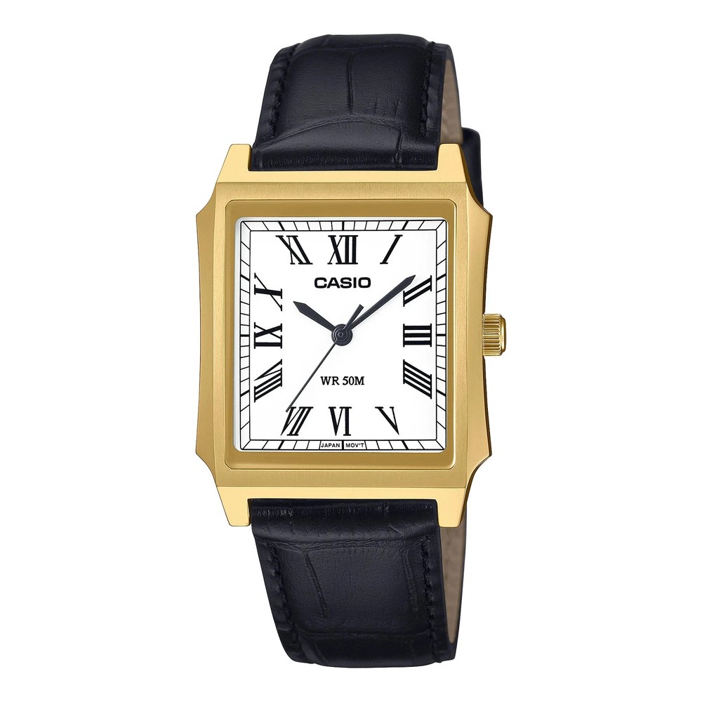 Casio MTP-B190GL-7B Men’s Classic White Dial Brown Leather Strap Watch