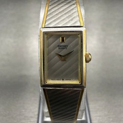 Seiko Watch Women 13mm Silver Dial Two Tone Rectangle 1E20-5109 Vintage New Batt