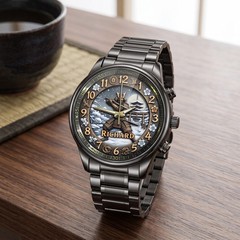 Personalized Japanese Samurai Design Watch – Custom Name Engraved Timepiece