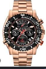 Bulova Precisionist Quartz Chronograph Tachymeter Date Black Dial 200m Watch