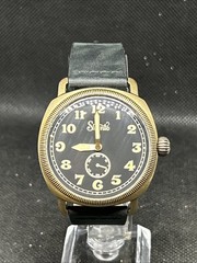 SZANTO VINTAGE CUSHION QUARTZ SZ 7003 Coin Bronze Case Black Leather