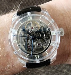 SAPPHIRE CRYSTAL CASE WATCH, SWISS AUTOMATIC SKELETON MOVEMENT – STP 6-21