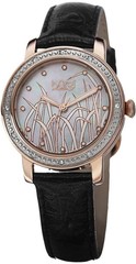 Burgi BUR096RG Diamond Markers Bezel Black Leather Strap Rosetone Womens Watch