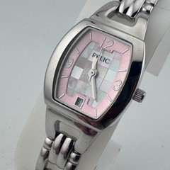 Relic Quartz Watch Women Silver Steel Barrel MOP Mosaic Dial Date New Battery