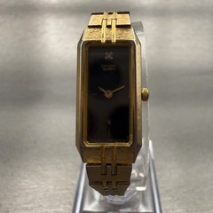 Citizen Watch Women 13mm Black Dial Gold Tone Rectangle 5421-S18523 New Battery