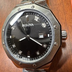 Bulova 98D103 Men’sStainless Steel Watch 08 DIAMONDS WORKS, MISSING END LINK