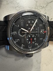 Benrus Air Chief chronograph. Mesh bracelet. Quartz. New in case, w/ blemishes