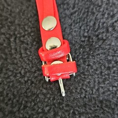 LA MER Collections Quartz Red Leather Wrap Watch Rectangular White Roman Dial