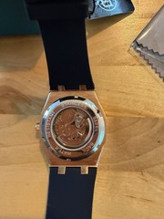 BIBI Automatic Skeleton Watch Rose Gold SS Case Black Rubber Band, Box