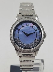 * Bulova Turnstyle Crystal 32.5mm Blue Mother Of Pearl Dial Women’s Watch 96L260