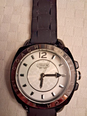 COACH CA.09.7 Ladies Boyfriend Watch Black and Silver Silicone Rubber Band