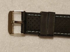 Sanwood-mens watch, black & Blue dial-black Rubber strap-Works Good-New Battery
