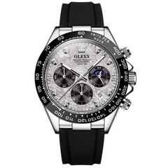 OLEVS 2875 Luminous Multifunctional Male Top Quality Silicone Strap Quartz Watch