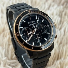 Bulova Marine Star 45mm Black Dial Quartz Stainless Steel Men’s Watch 98B302