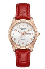 “Chotovelli 6 Figli Women’s Quartz Watch Day Date Rose Gold Red Leather Strap”