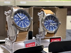 2 New Timex Expedition Scout 40mm Blue Dial Brown Strap Watch